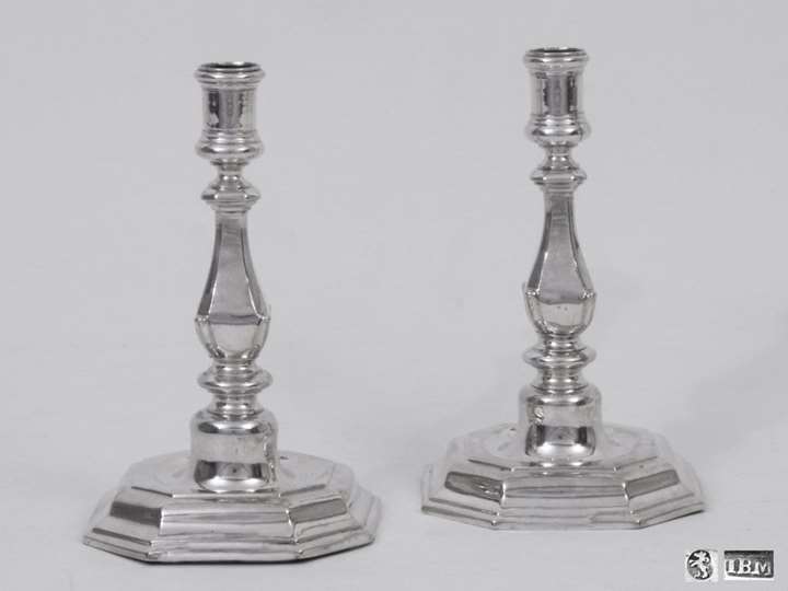 A Pair of German Silver Candlesticks